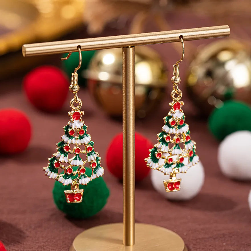 Christmas Theme Alloy Ear Cuff Drop Earrings  New Products Small Pendant Diy Accessories Christmas Hat