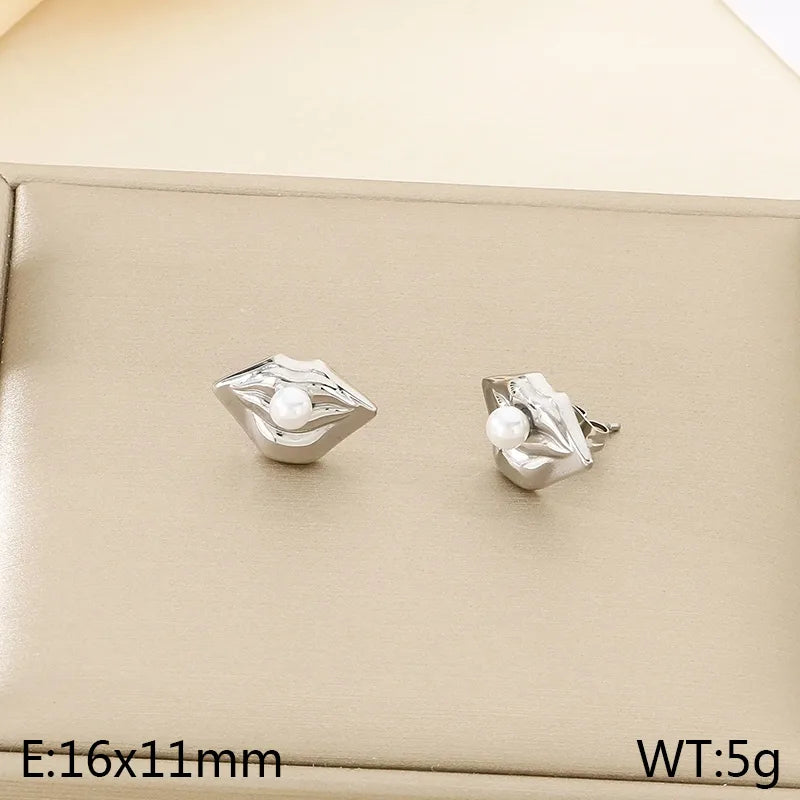 Korean Fashion Refined Grace Stainless Steel Bow Freshwater Pearl Earrings