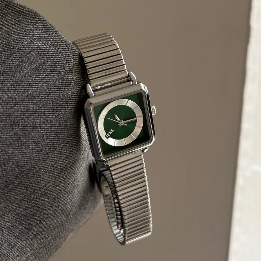 Elegant Business Luxurious Square Rectangle Single Folding Buckle Quartz Watch