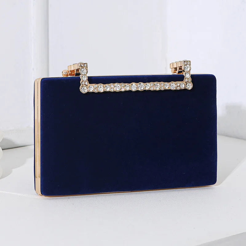 Black Red Wine Red velvet Solid Color Square Evening Bags