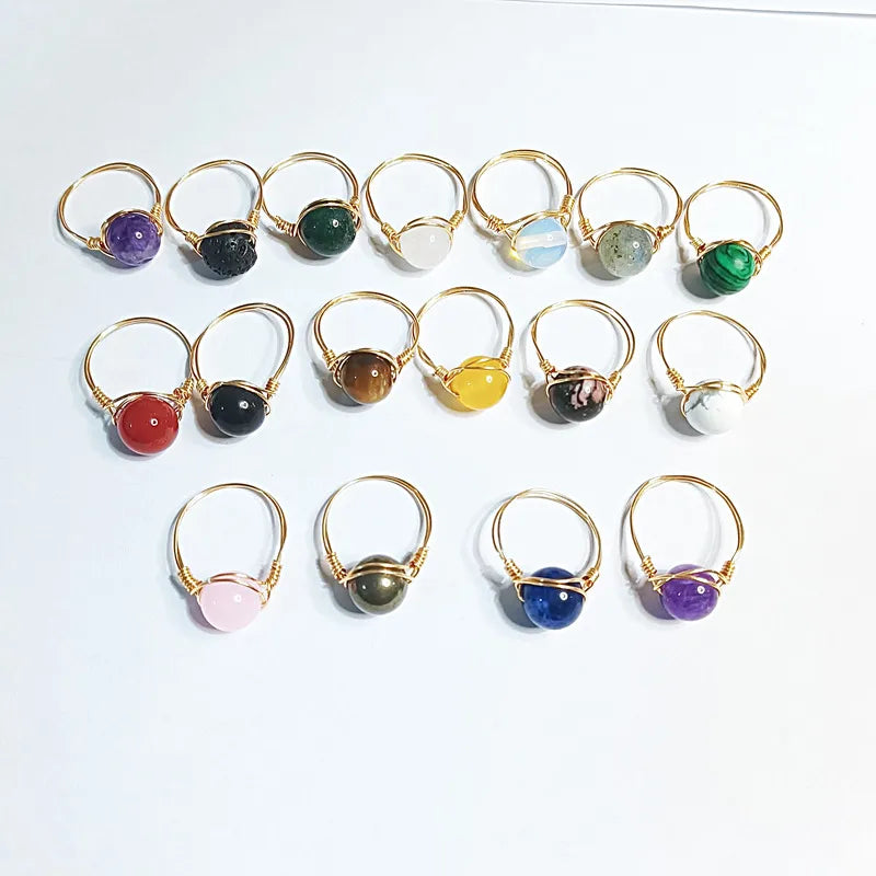 fashion round natural stone rings 1 piece