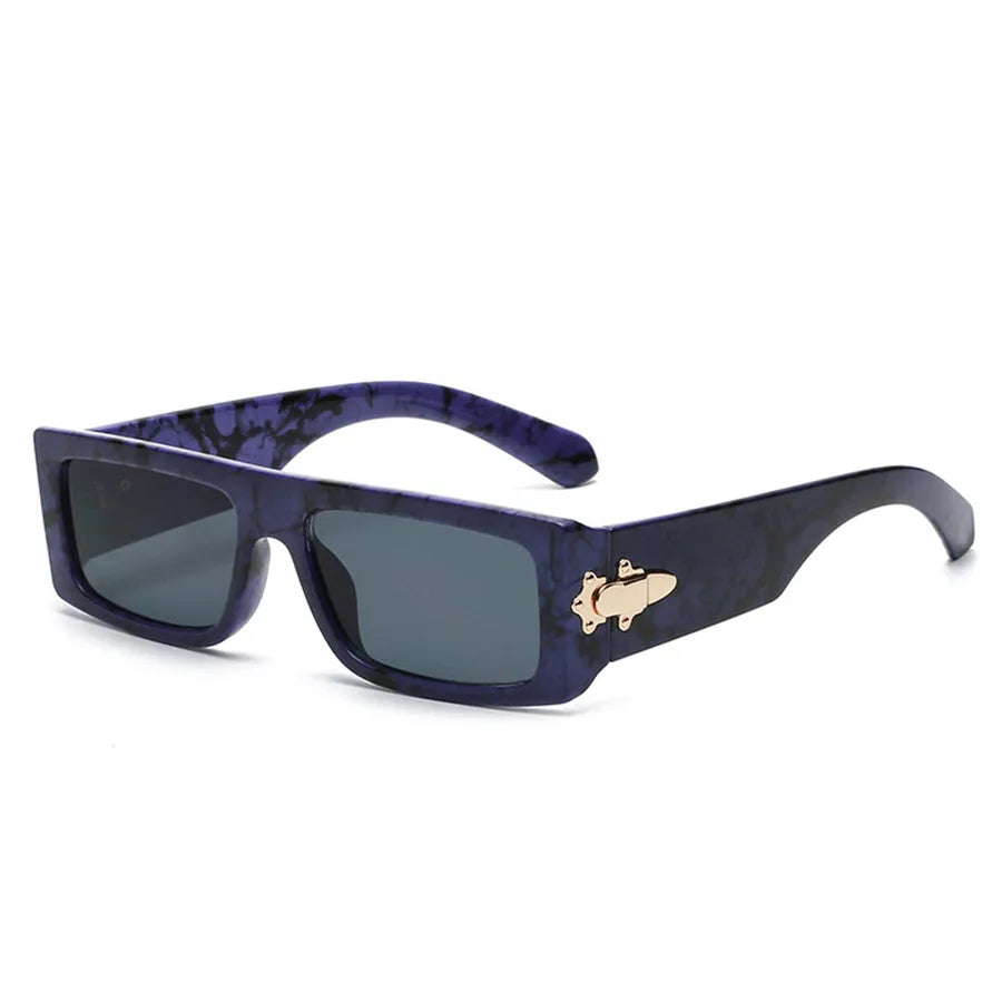 vintage style geometric ac square full frame men's sunglasses