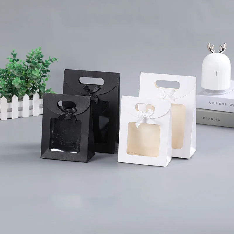 valentine's day fashion solid color kraft paper wedding gift bags