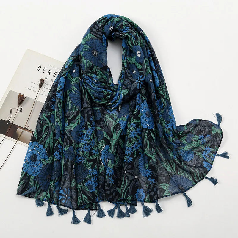 Women's Sweet Color Block Polyester Printing Scarf