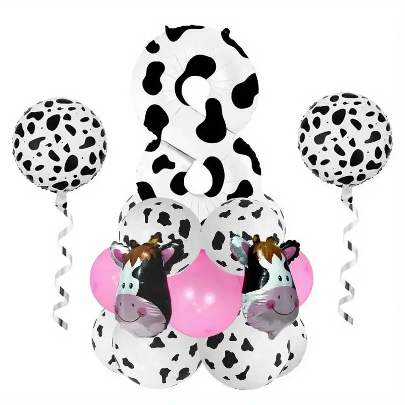 Casual Cute Cow Pattern Aluminum Film Birthday Festival Balloons