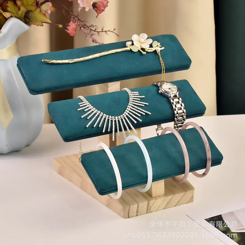 1 Piece Pu Leather solid wood Flannel Modern Style Simple Style Solid Color Jewelry Display Jewelry Rack