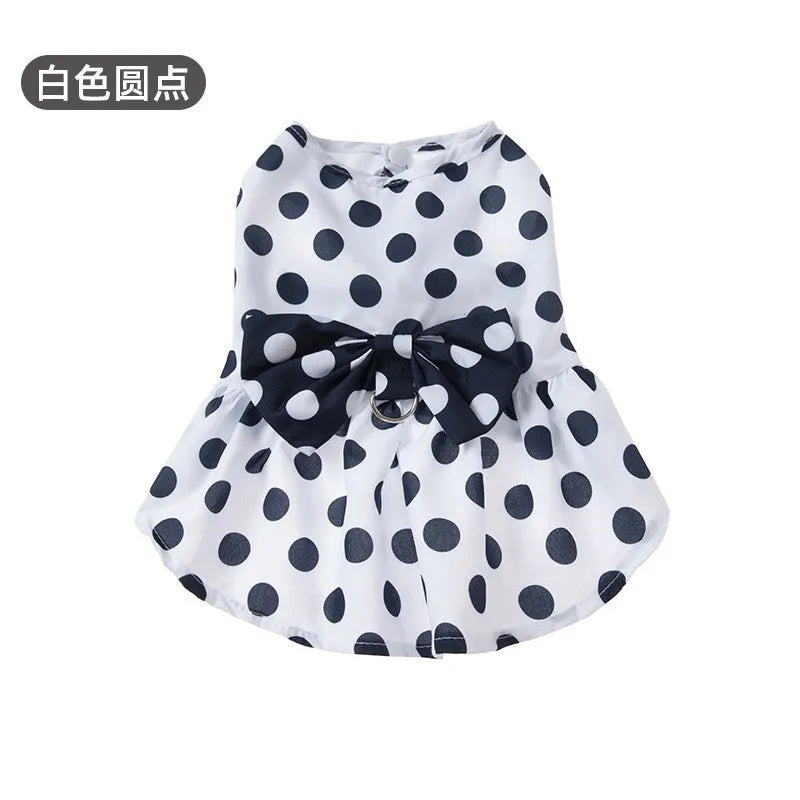 cute polyester strawberry bow knot pet clothing
