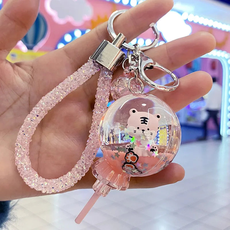 cute tiger arylic unisex bag pendant keychain