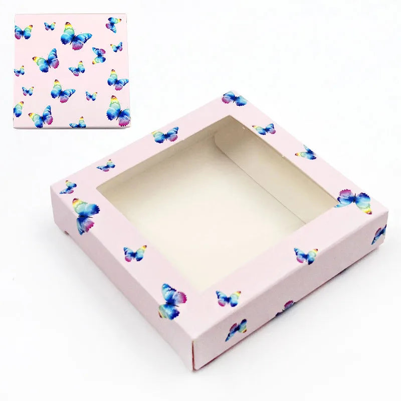 new square butterfly window false eyelash card paper box