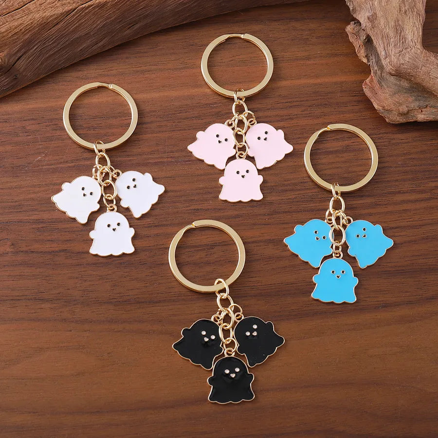 Halloween Ghost Pendants Couple Bookbag Decorations Black White Cartoon Keychains Cute Alloy Skeleton Design Charms Accessories