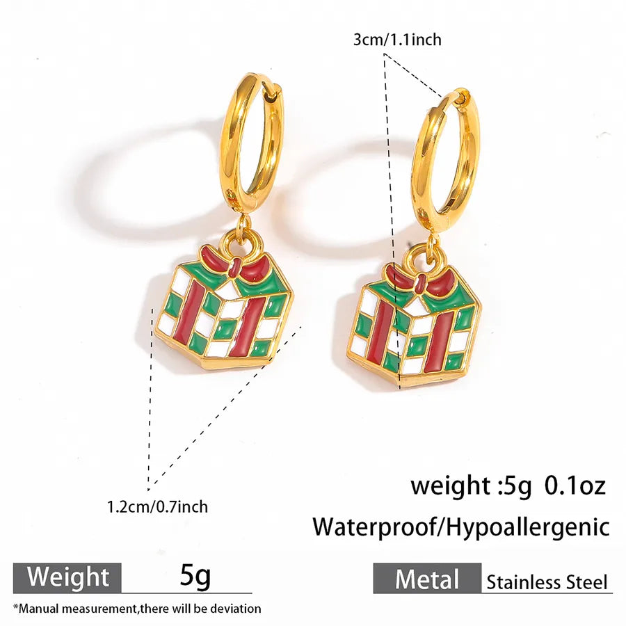 Christmas Santa Claus Ear Cuffs Titanium Steel 316L Quality Suitable For Commuting And Casual Occasions Drop Oil Earrings