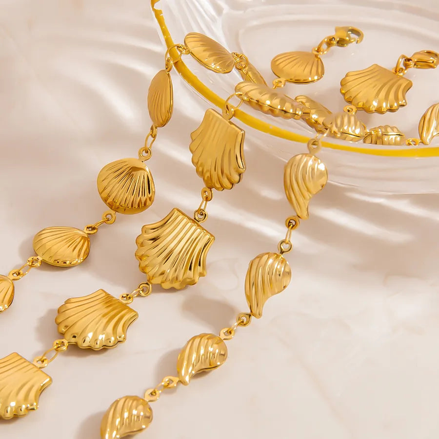 Beach Shell 304 Stainless Steel 18K Gold Plated Bracelets In Bulk