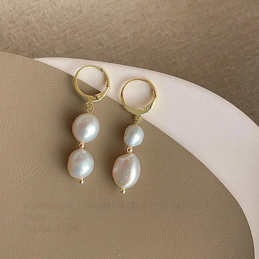 Collection! Freshwater Pearl hand-made design sense temperament simple light luxury earrings factory earrings Yiwu earrings wholesale
