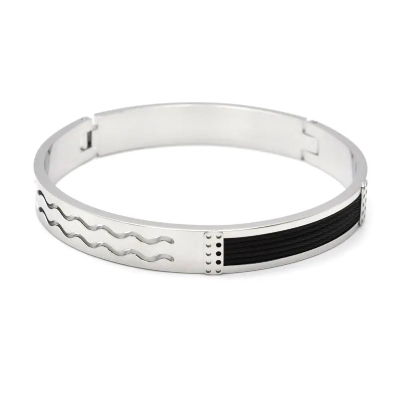 Simple Style Roman Style British Style Geometric Titanium Steel Men's Bangle Men Cuff & Bangle