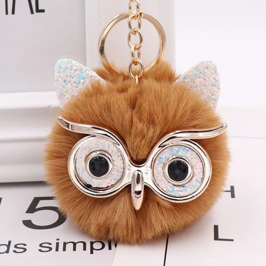 cute owl alloy plush unisex bag pendant keychain 1 piece