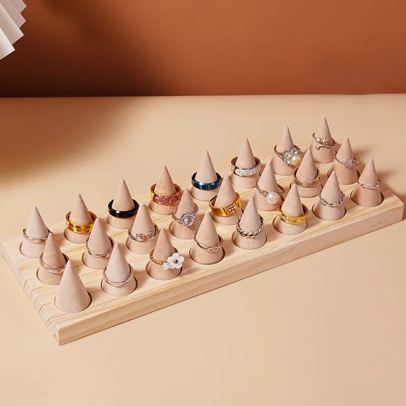 Simple Style Solid Color solid wood Jewelry Display