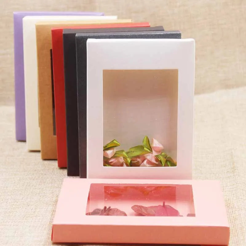Spot gift box Kraft paper Universal packaging paper box PVC window color paper box