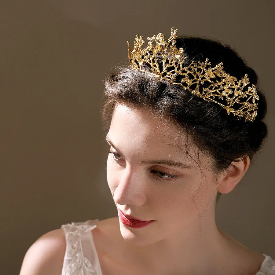 european and american wedding veil accessories alloy rhinestone bridal headdress dragonfly vintage court style crown adult ceremony crown