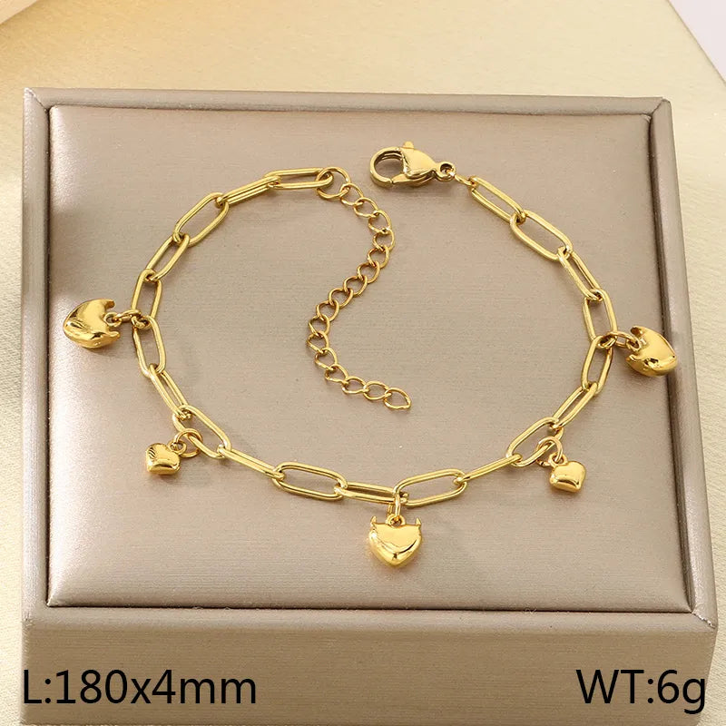 IG Style Vintage Style Cherry Ocean Butterfly 304 Stainless Steel 18K Gold Plated Paperclip Chain Bracelets In Bulk