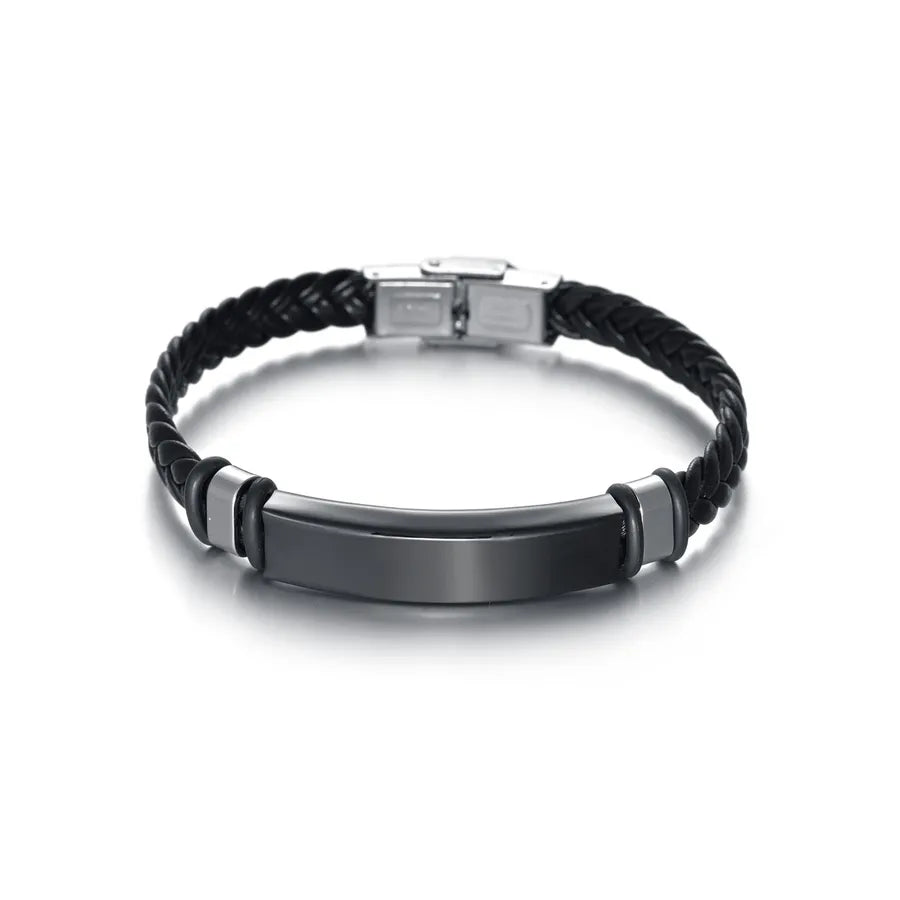 Streetwear Solid Color 201 Stainless Steel Plating Black Plated Men'S Bangle