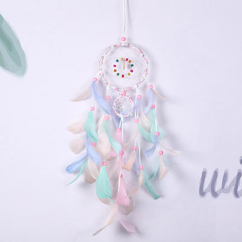 Simple Style Solid Color Wooden beads Feather Iron Dreamcatcher Wall Art
