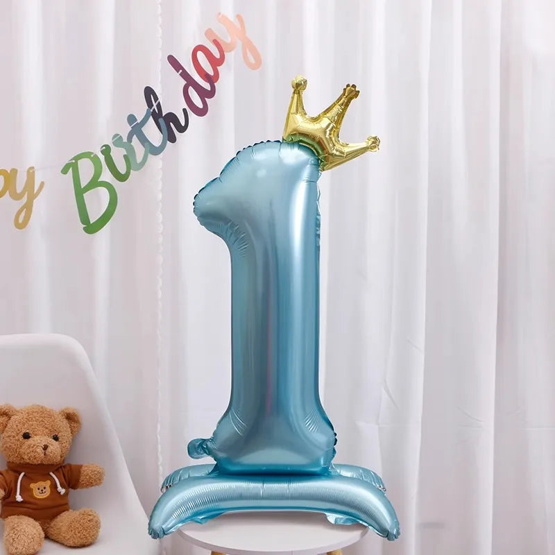42-Inch Stand-Up Large Pink Base Number Balloons Birthday Decoration Scene Arrangement One-Year-Old Photo Props Balloons
