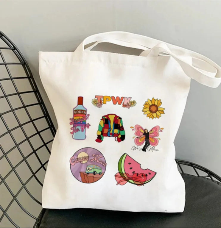women's simple style artistic animal mushroom butterfly shopping bags