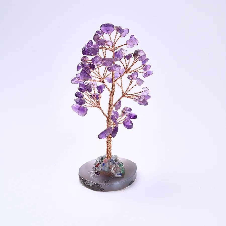 Elegant Handmade Simple Style Tree Natural Gemstone copper wire Ornaments Artificial Decorations