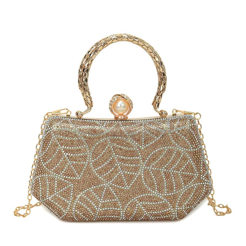 Fashionable Diamond Embedded Retro Evening Bag Women's Crossbody Chain Box Bag Special Shape Material Box Style Single Shoulder Strap
