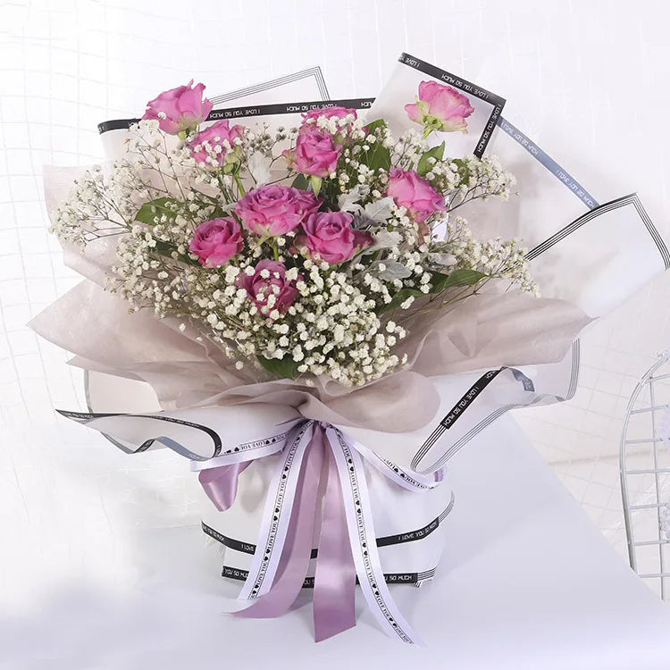 Factory wholesale hard love Korean plain paper flower wrapping paper material Valentine's Day new waterproof bouquet wrapping paper