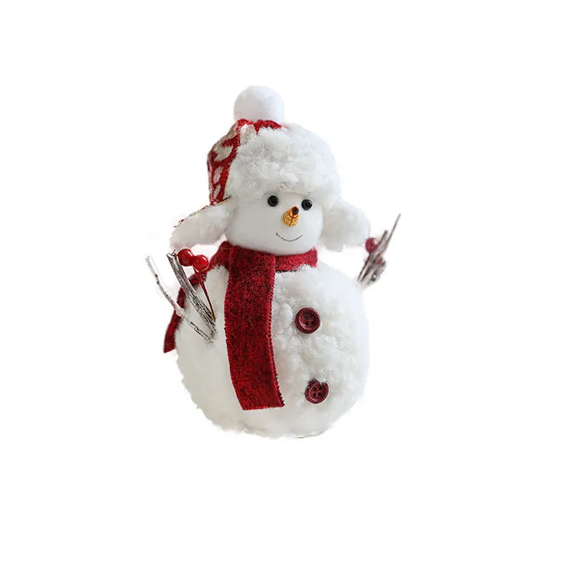 Plush Foam Christmas Snowman Decoration Red Scarf Desktop Display Window Arrangement Cute Doll Holiday Atmosphere Setup Decor