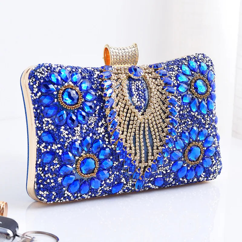 red green royal blue pu leather water droplets square evening bags