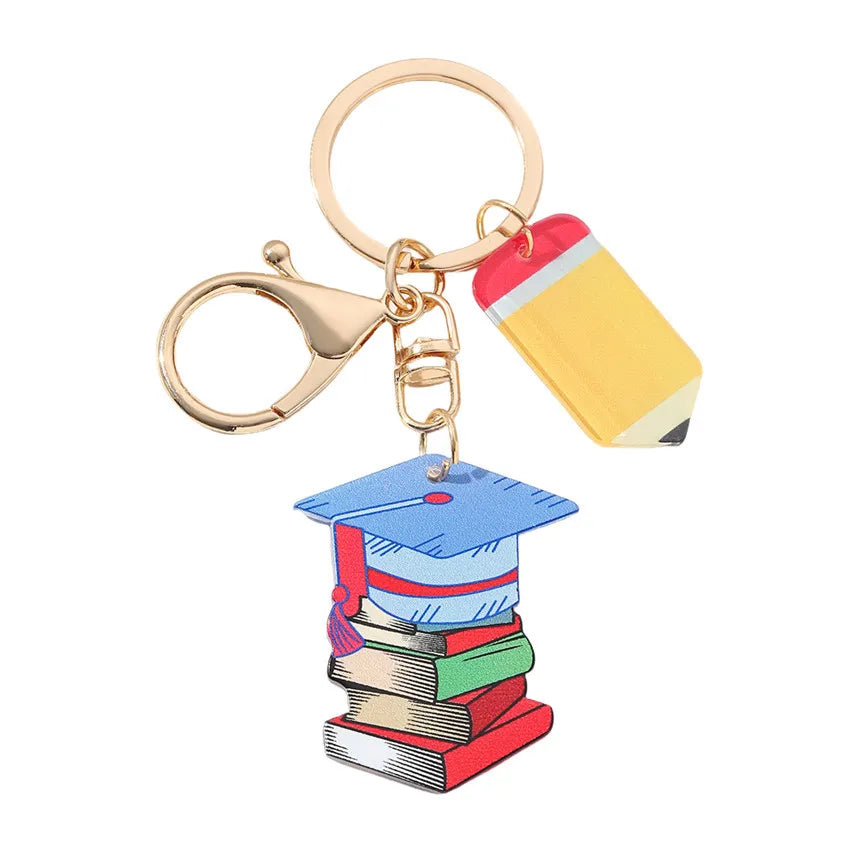 1 Piece Cute Book Letter pencil Acrylic Teachers' Day Unisex Lobster Trigger Clasp Closure Keychain