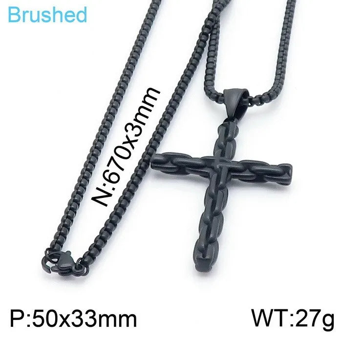 Wholesale Jewelry Vintage Style Classic Style Cross Titanium Steel Plating Pendant Necklace None