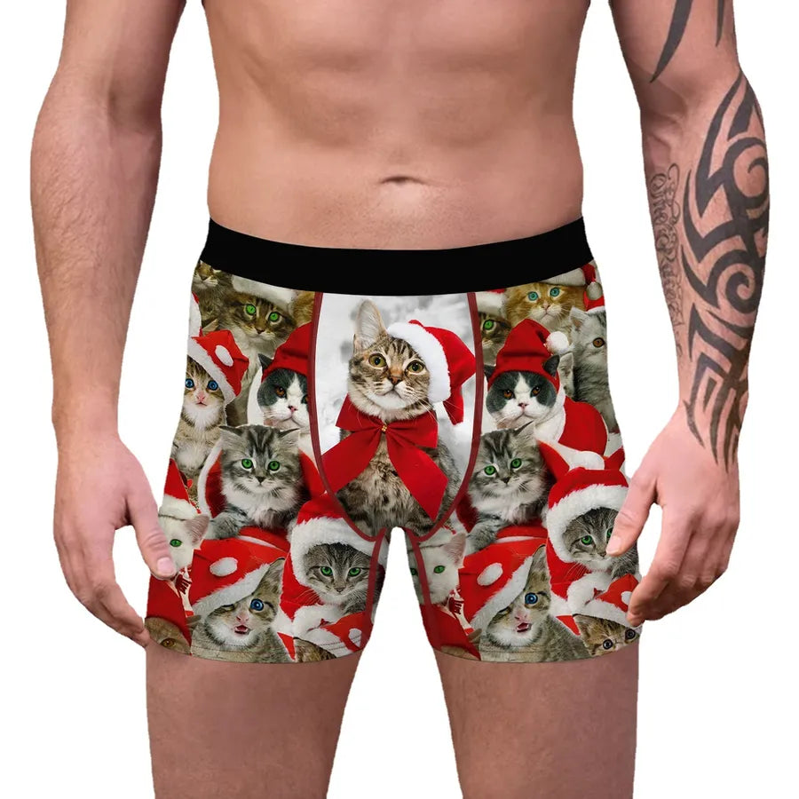 Spot wholesale Christmas digital printing men's sexy underwear comfortable breathable boxers stretch shaped pants