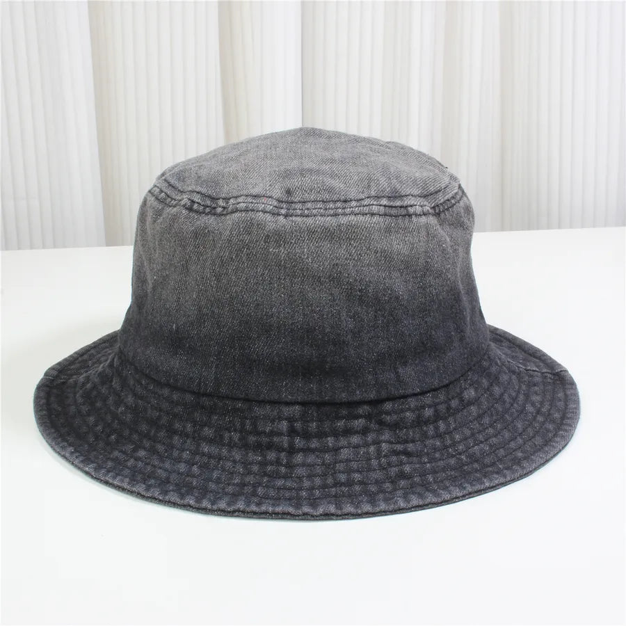 Retro New Style Denim Fishing Cap Women's Harajuku Sun Protection Bucket Hat Cuffed Tear Design Casual Versatile Streetwear