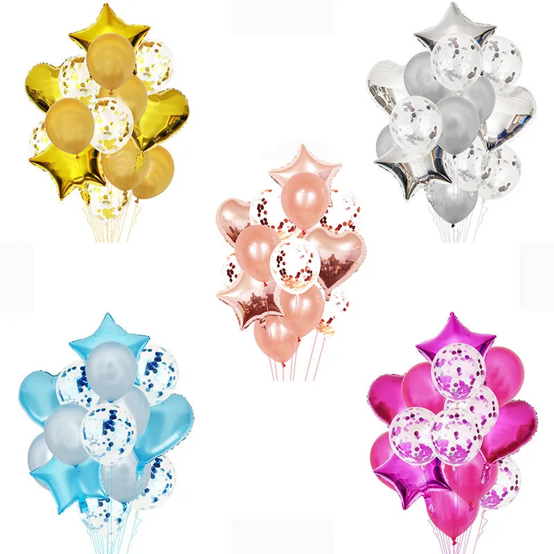 birthday simple style star heart shape aluminum film indoor outdoor party balloons