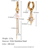 1 Pair 316L Stainless Steel  Freshwater Pearl Star Drop Earrings