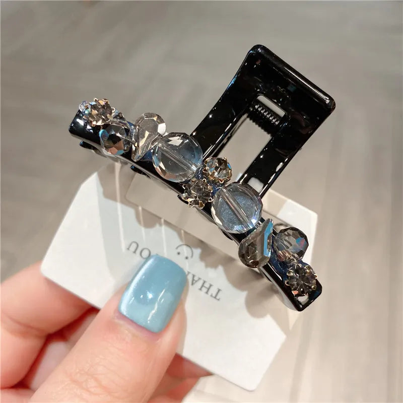Elegant Acrylic Crystal Hair Claw Clip Women's Small Size Shark Roe Headwear Luxury Sensation Half-Up Hair Accessories