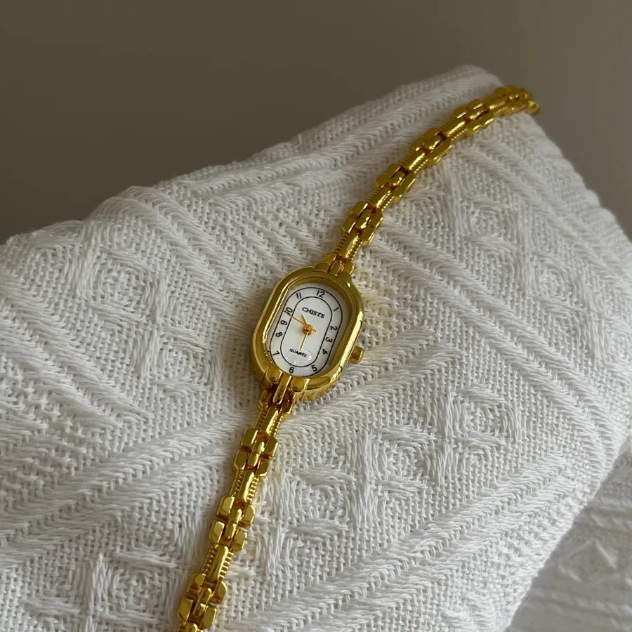 Casual Simple Style Commute Oval Jewelry Buckle Quartz Watch