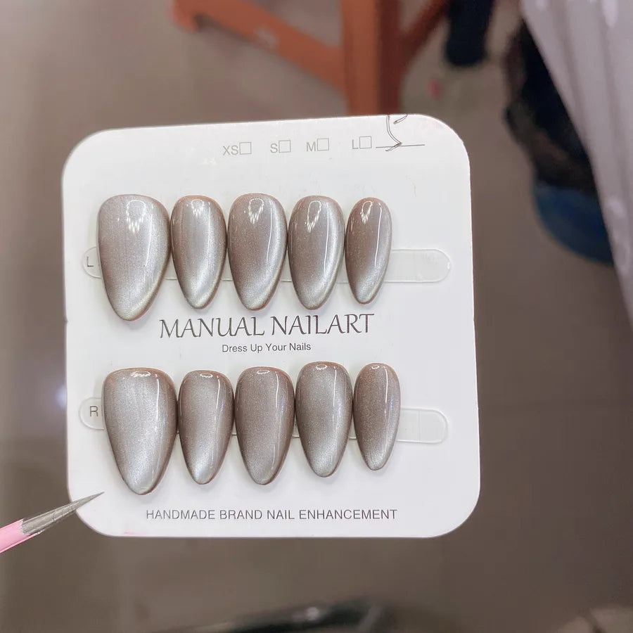 Handmade Wearable Nail Art Phototherapy Finished Product Sparkling Crystal Stone Cat's Eye Removable Starry Sky Pattern Simple Style