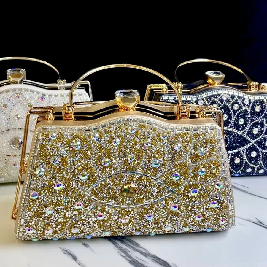 New Cross-border Exquisite Evening Bag Diamond Clutch Bag Women's Cheongsam Bag Celebrity Banquet Handbag Rhinestones