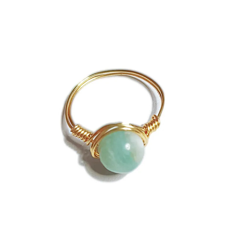 fashion round natural stone rings 1 piece