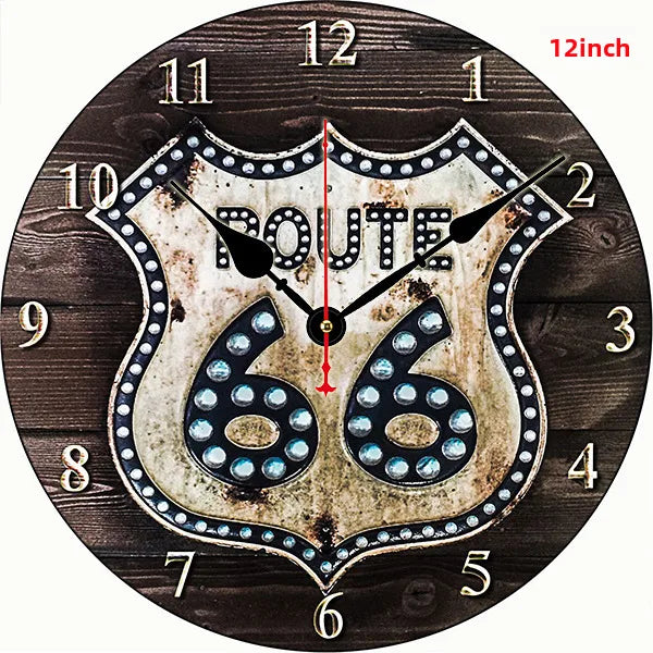 A generation of  wall clock retro simple wooden clock wall hanging decorative round clock creative mute clock