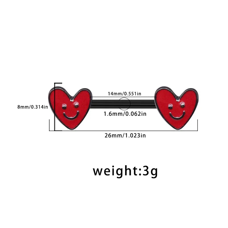 1 Piece Nipple Rings & Studs Hip-Hop Sexy Punk Heart Shape Smiley Face 316 Stainless Steel  Arylic Alloy Epoxy Plating Inlay Acrylic Rhinestones White Gold Plated nipple ring Nipple Rings & Studs