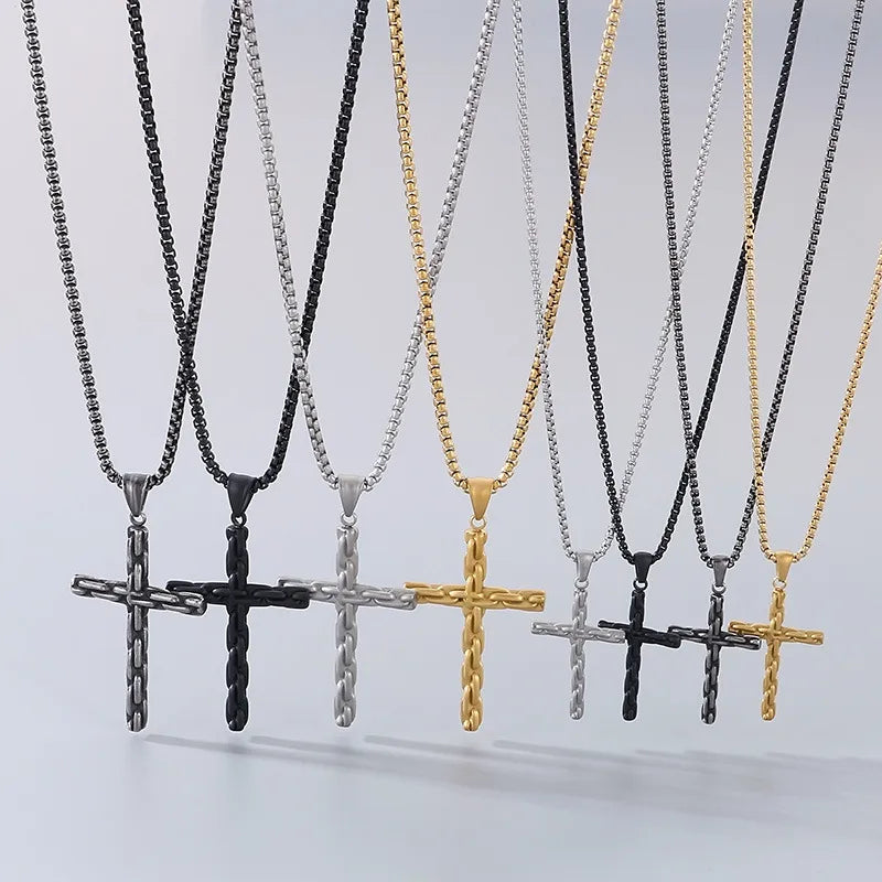Wholesale Jewelry Vintage Style Classic Style Cross Titanium Steel Plating Pendant Necklace None