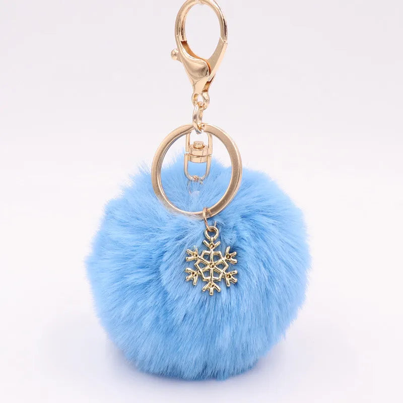 fashion snowflake alloy plush unisex bag pendant keychain 1 piece
