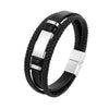 Exaggerated Geometric 316L Stainless Steel  Pu Leather Men's wristband Men Cord & Leather Bracelets