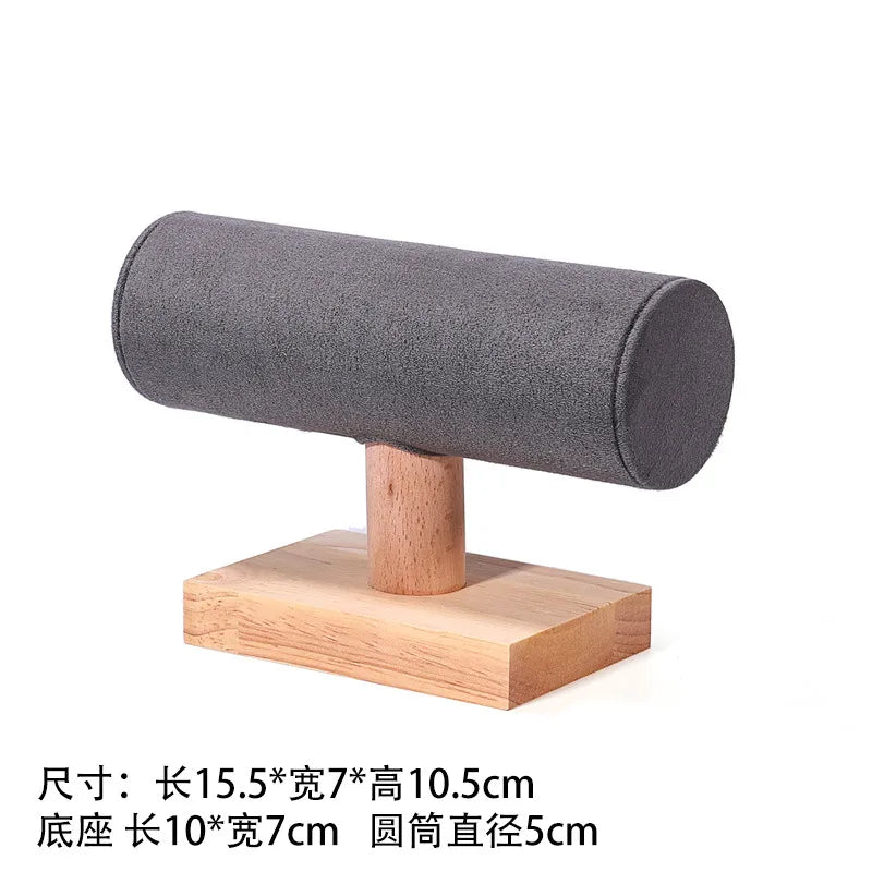 Wooden Bracelet Display Stand Single Layer I-Shaped Watch Storage Rack Nordic Style Jewelry Accessory Organizer Velvet And Solid Wood