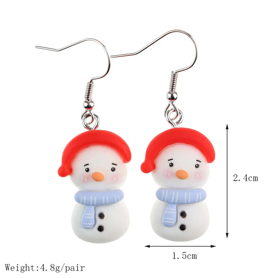 Christmas Themed Hoop Earrings Santa Claus Reindeer Christmas Tree New Arrival Cartoon Design Christmas Series Jewelry